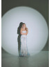 Strapless Light Blue Lace Tulle 3D Flowers Party Dress